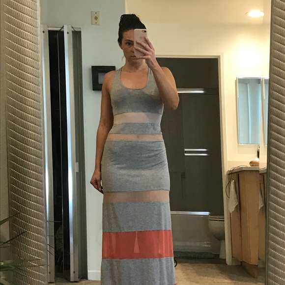 Grey maxi with color blocking details - Picture 1 of 3